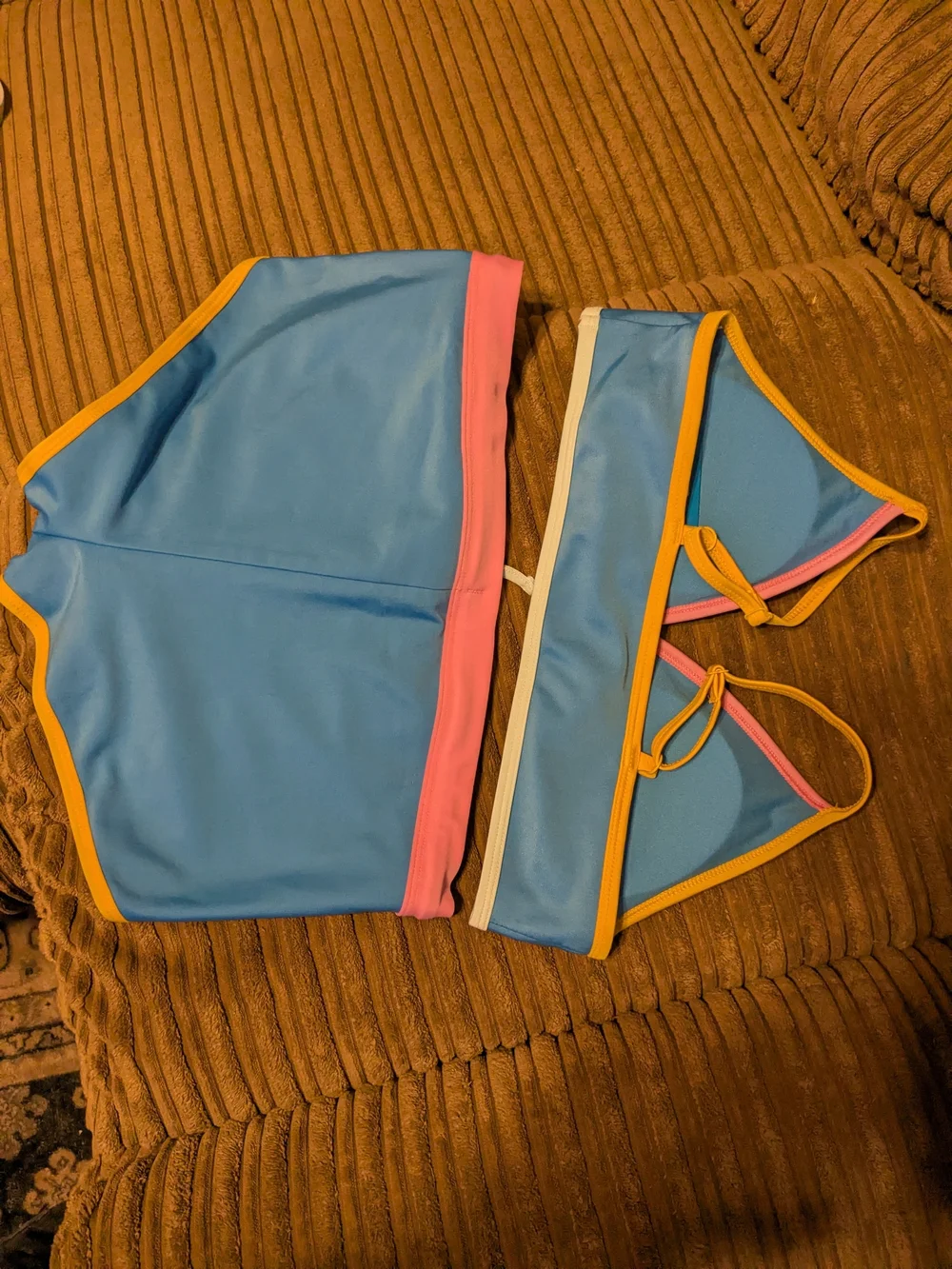 Tie-Dye Swim Set with Blue & Pink Trim Active Top Lot Of 4